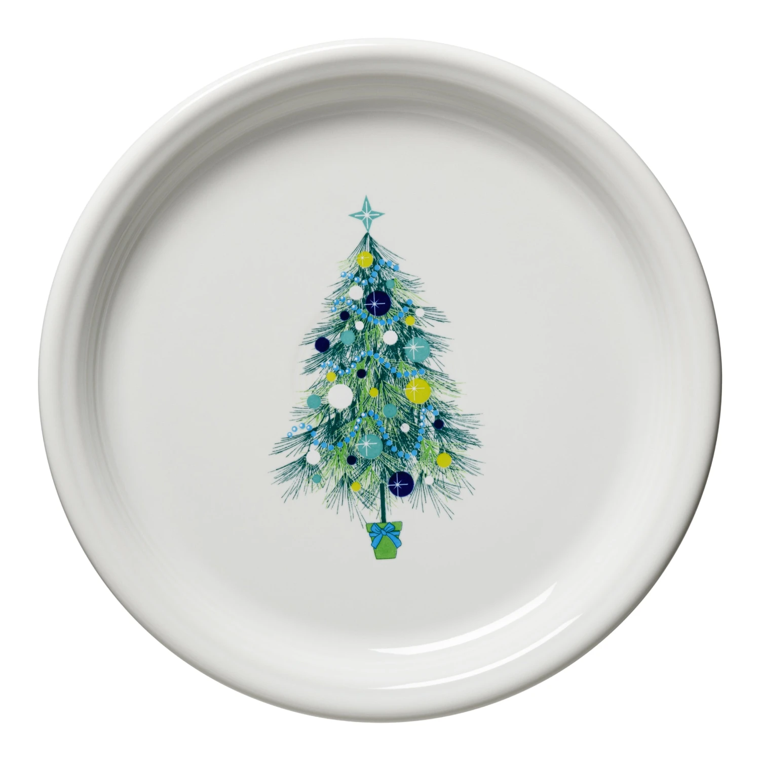 Fiesta Blue Christmas Tree On White Bistro Buffet Plate 3 Fiesta Blue Christmas Tree On White Bistro Buffet Plate